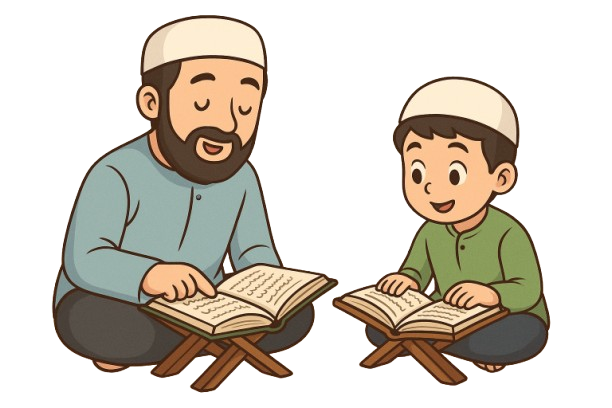 Pelajar atau guru sedang mengaji